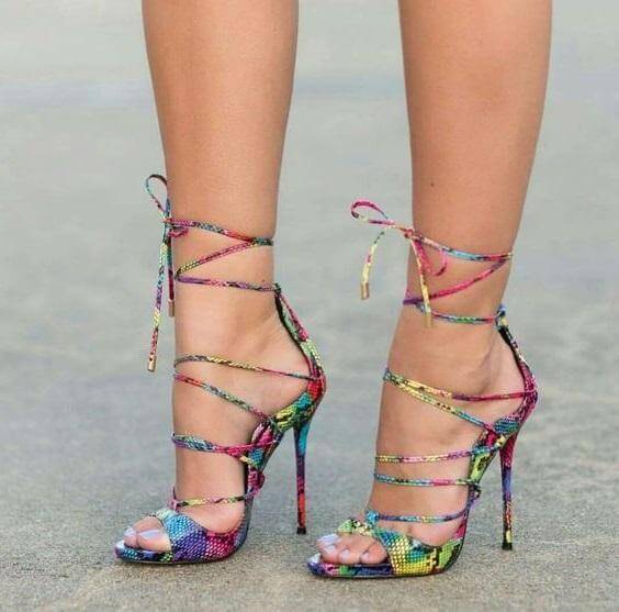 Colorized Snakeskin Cross Strappy Women Shoes - MaviGadget