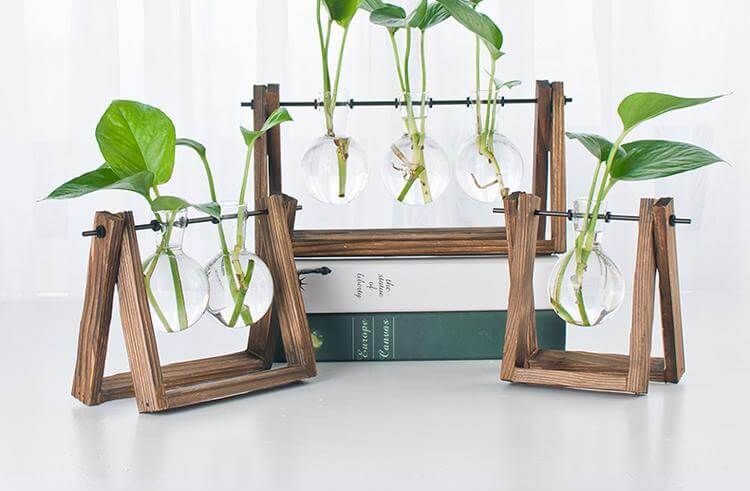 Decorative  Wooden Vase With Wooden Tray - MaviGadget