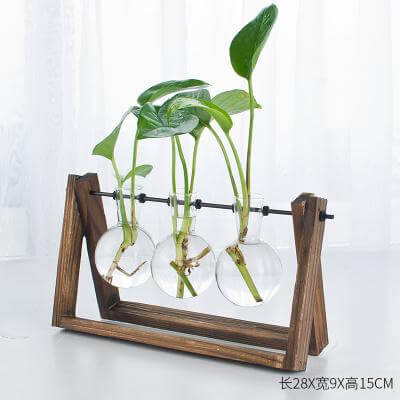 Decorative  Wooden Vase With Wooden Tray - MaviGadget