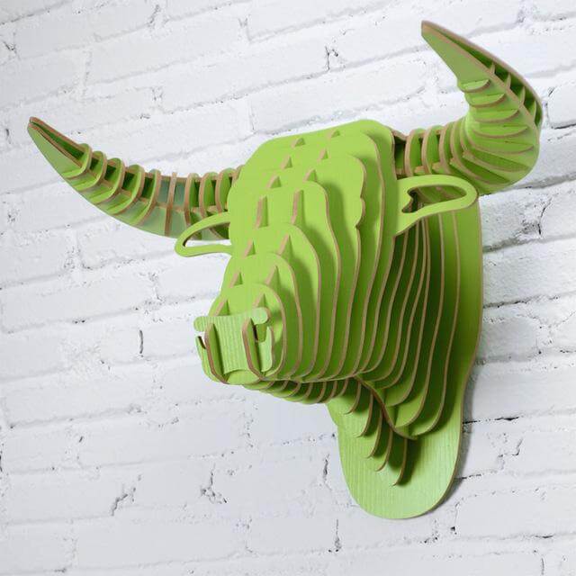 3D Wood Bull Heads Home Decoration - MaviGadget