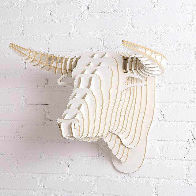 3D Wood Bull Heads Home Decoration - MaviGadget