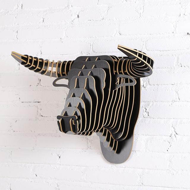 3D Wood Bull Heads Home Decoration - MaviGadget