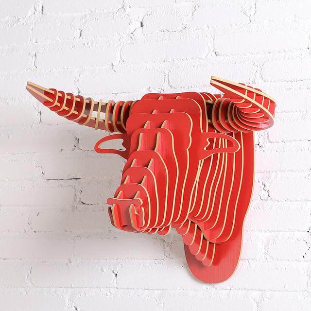 3D Wood Bull Heads Home Decoration - MaviGadget