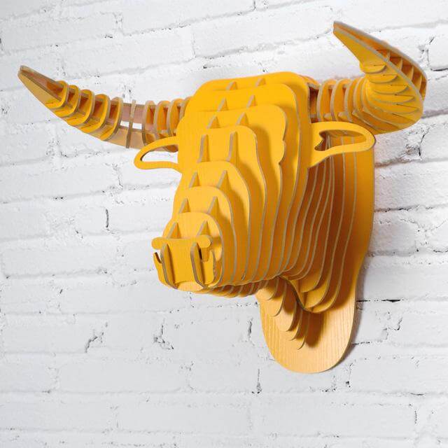 3D Wood Bull Heads Home Decoration - MaviGadget