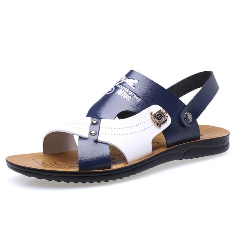 Summer Fashion Men Beach Slippers Breathable Leather - MaviGadget