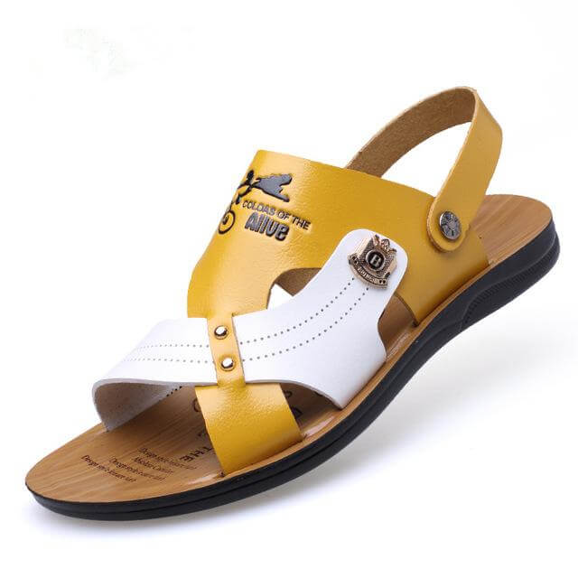 Summer Fashion Men Beach Slippers Breathable Leather - MaviGadget