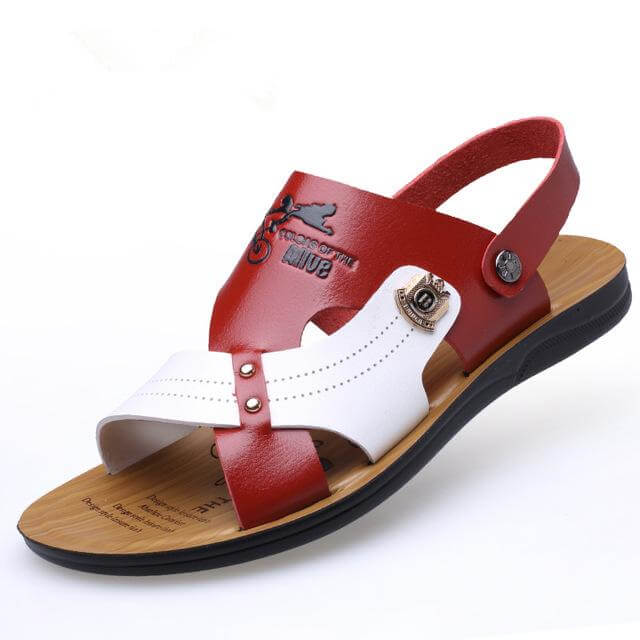 Summer Fashion Men Beach Slippers Breathable Leather - MaviGadget