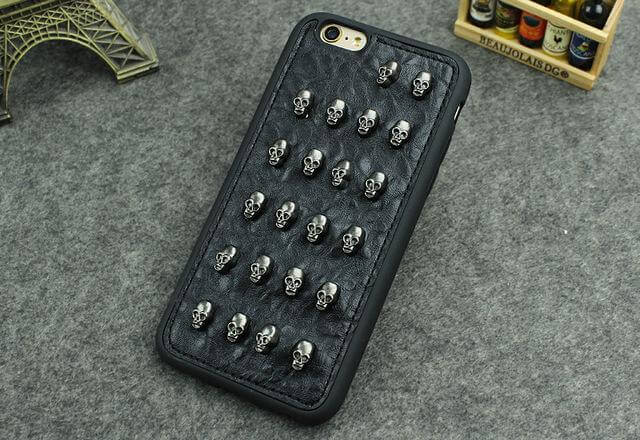 3D Cool Studs Rivet Punk Skull Design Silicone Case For iPhone Models - MaviGadget
