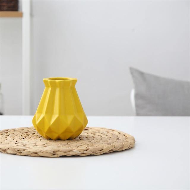 Modern Europe Brief Matt Diamond Porcelain Ceramic Vase - MaviGadget