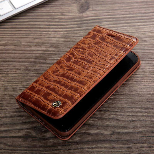 Luxury Flip Leather Crocodile Pattern Cases For iphone X and Other Models - MaviGadget