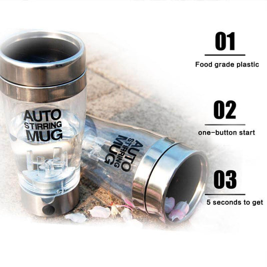 Self Stirring Stainless Steel Transparent Cup - MaviGadget