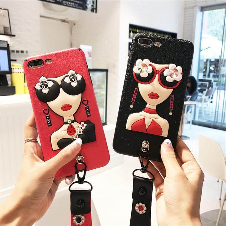Sexy Sunglasses Iphone Cases with Flower Hand Strap - MaviGadget