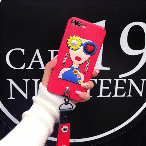 Sexy Sunglasses Iphone Cases with Flower Hand Strap - MaviGadget
