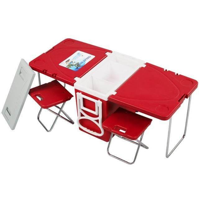 Multi Function Foldable Rolling Cooler Box Picnic Camping Outdoor Furniture Set - MaviGadget