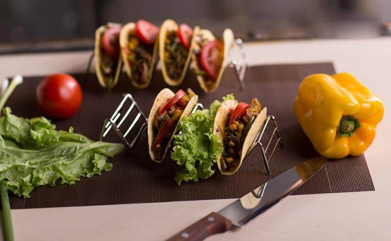 2pcs Metal Taco Holder Stand with Non-Slip Mat - MaviGadget