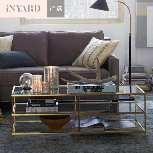 Nordic modern Glass Gold Silver Coffee Table - MaviGadget