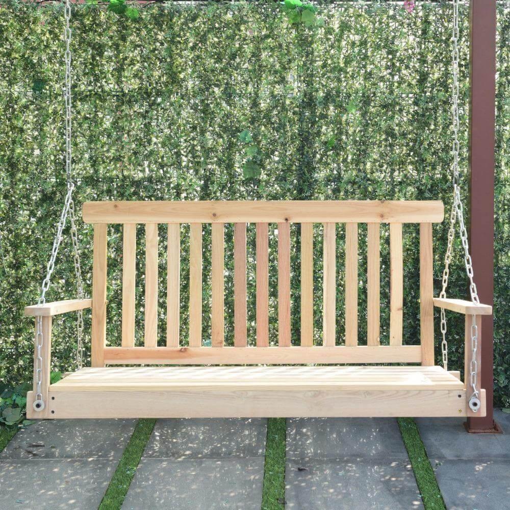 4 FT Natural Wood Garden Swing Bench - MaviGadget