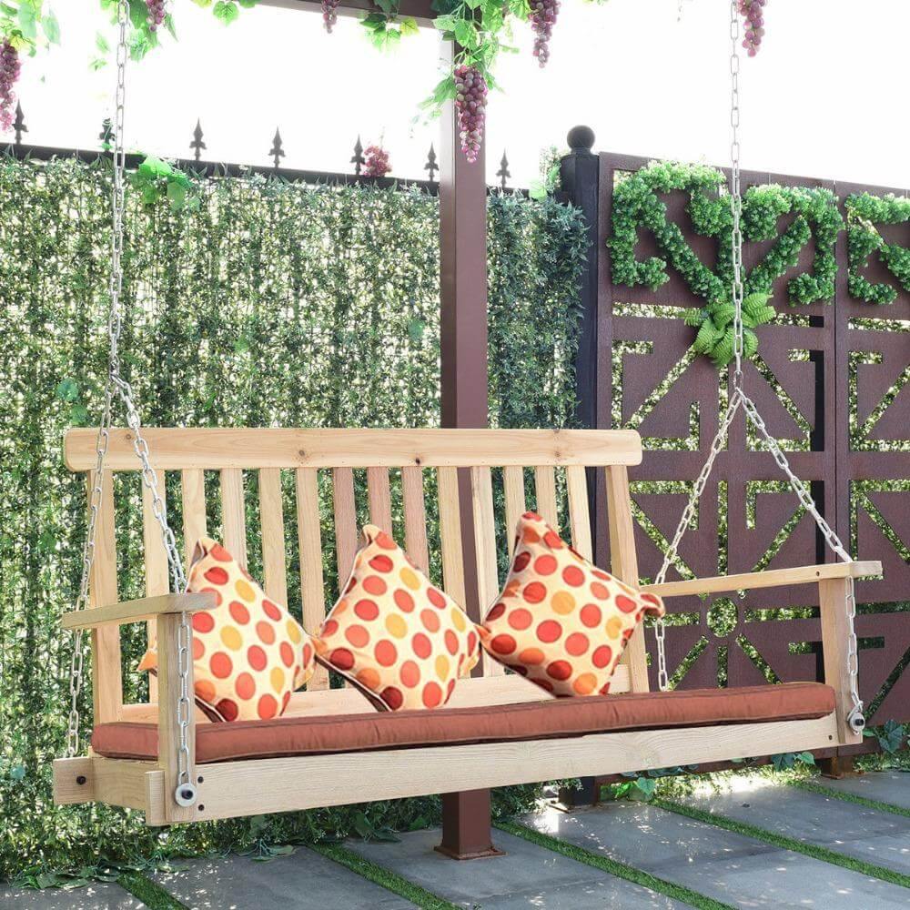 4 FT Natural Wood Garden Swing Bench - MaviGadget