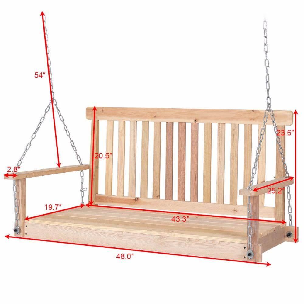 4 FT Natural Wood Garden Swing Bench - MaviGadget