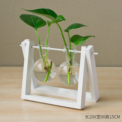 Decorative  Wooden Vase With Wooden Tray - MaviGadget