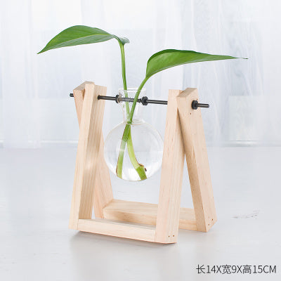 Decorative  Wooden Vase With Wooden Tray - MaviGadget