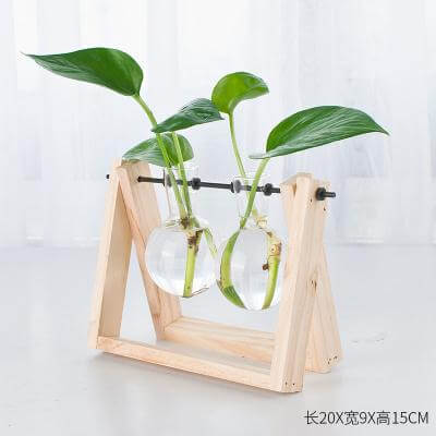 Decorative  Wooden Vase With Wooden Tray - MaviGadget