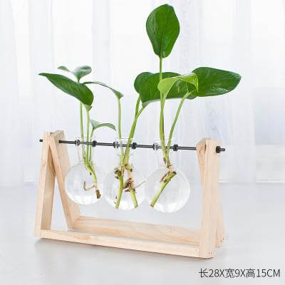 Decorative  Wooden Vase With Wooden Tray - MaviGadget