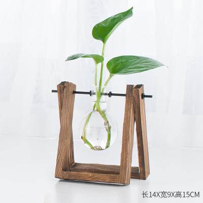 Decorative  Wooden Vase With Wooden Tray - MaviGadget