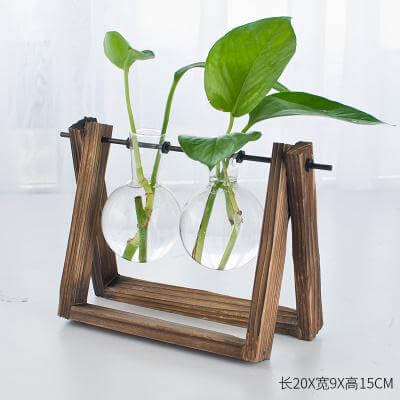 Decorative  Wooden Vase With Wooden Tray - MaviGadget