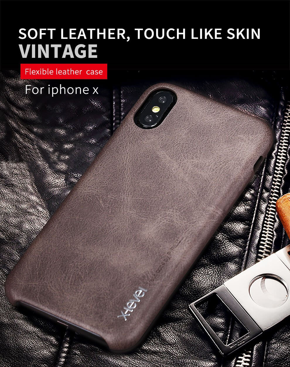 X-Level High Quality Vintage Luxury PU Leather Phone Cases For Apple IPhone X Free Shipping Cover Mobile Phone Accessories Case - MaviGadget