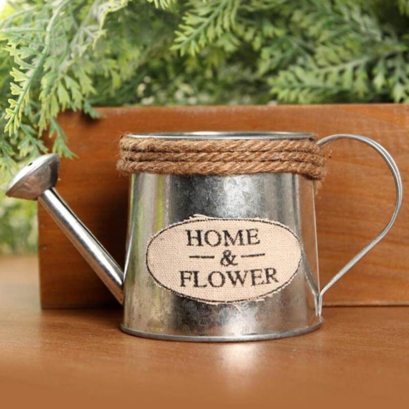 Vintage Mini Kettle Flowers Iron Bucket Vase - MaviGadget