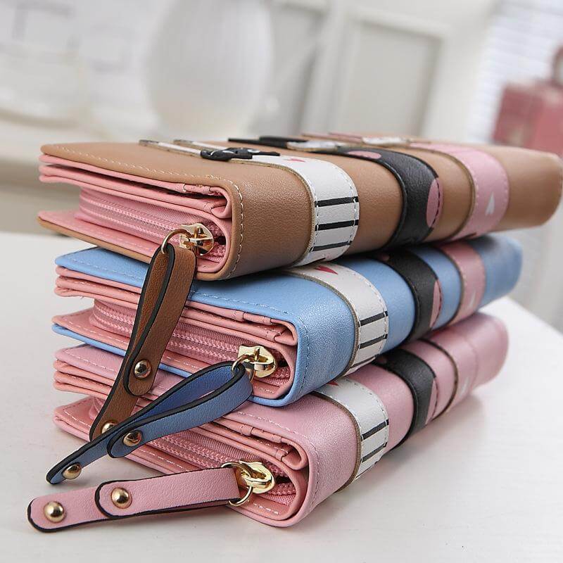 Modern Cat Stitching Zipper Wallet - MaviGadget