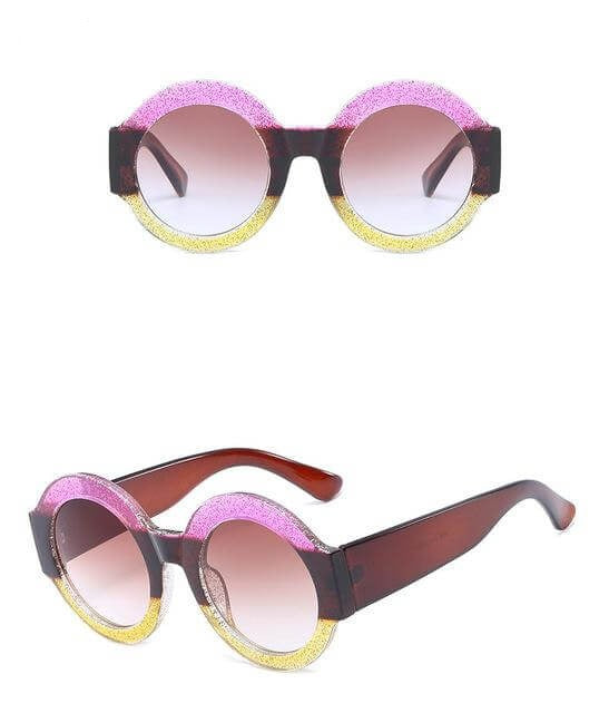 Designer Red Green Black Circle Sun Glasses - MaviGadget
