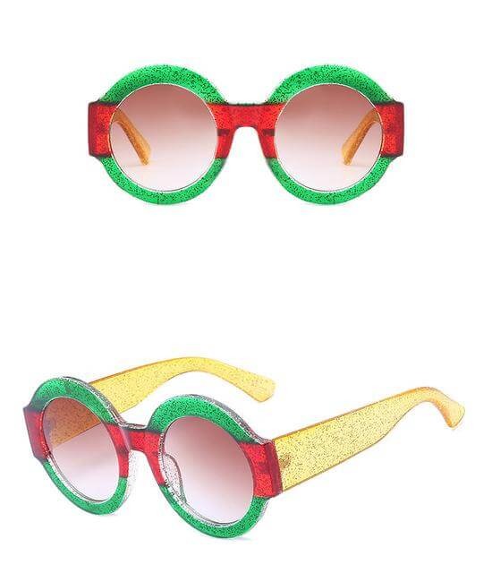 Designer Red Green Black Circle Sun Glasses - MaviGadget