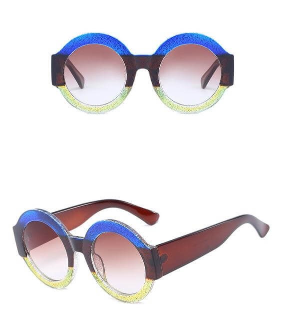 Designer Red Green Black Circle Sun Glasses - MaviGadget