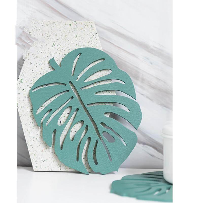 Creative Nordic Style Green Leaf Shape Wood Placemats - MaviGadget