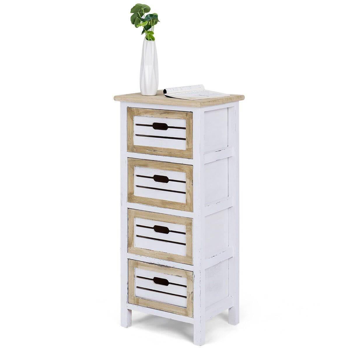 Modern Wooden Bedside Table Nightstand with 4 Drawers - MaviGadget