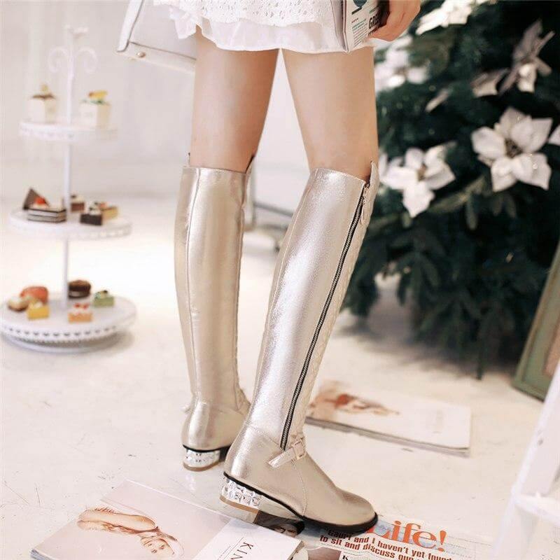 Square Heels Fur  High Boots for Women - MaviGadget