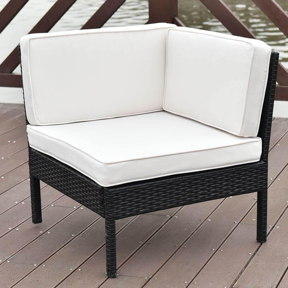 6 PCS Sofa Cushioned Garden Corner Couch Sofa Table Set - MaviGadget