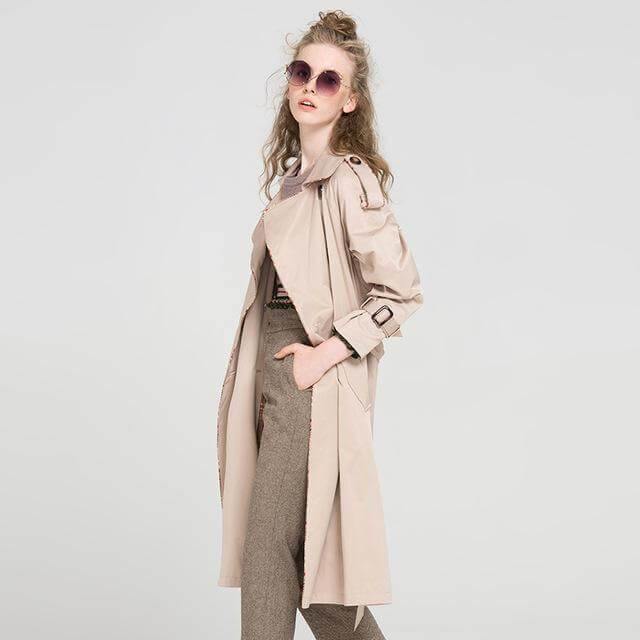 Autumn Fashion Modern Turn Down Collar Double Casual Long Trench - MaviGadget
