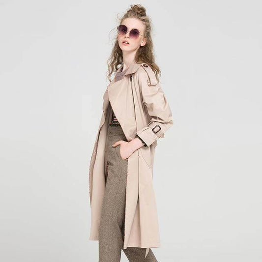 Autumn Fashion Modern Turn Down Collar Double Casual Long Trench - MaviGadget