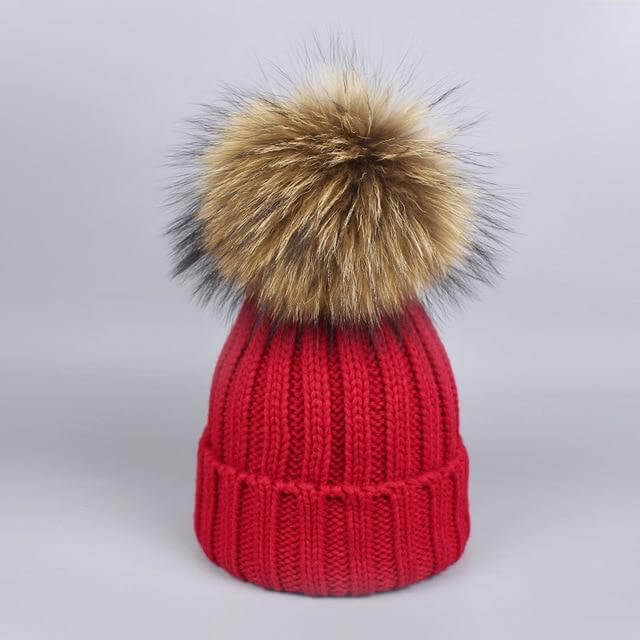 Pom Pom Beanie Warm Knitted Bobble Fur Pompom Hat and Scarf Set - MaviGadget