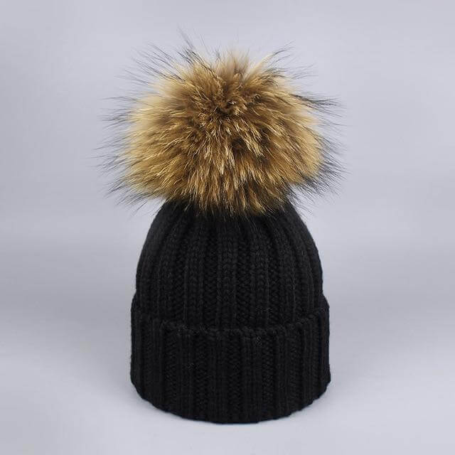 Pom Pom Beanie Warm Knitted Bobble Fur Pompom Hat and Scarf Set - MaviGadget