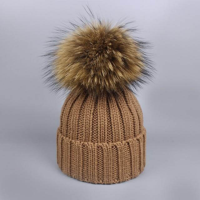 Pom Pom Beanie Warm Knitted Bobble Fur Pompom Hat and Scarf Set - MaviGadget