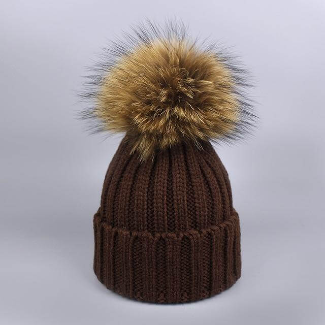Pom Pom Beanie Warm Knitted Bobble Fur Pompom Hat and Scarf Set - MaviGadget