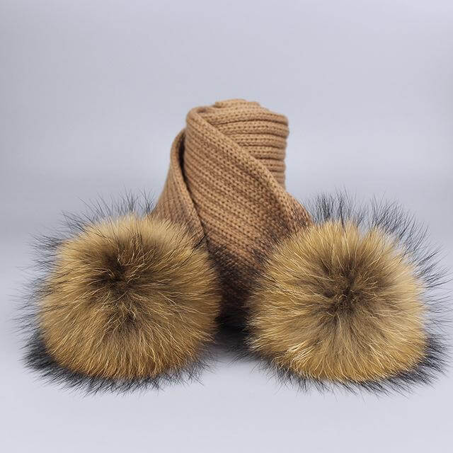 Pom Pom Beanie Warm Knitted Bobble Fur Pompom Hat and Scarf Set - MaviGadget