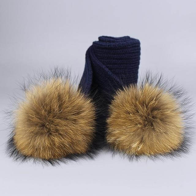 Pom Pom Beanie Warm Knitted Bobble Fur Pompom Hat and Scarf Set - MaviGadget