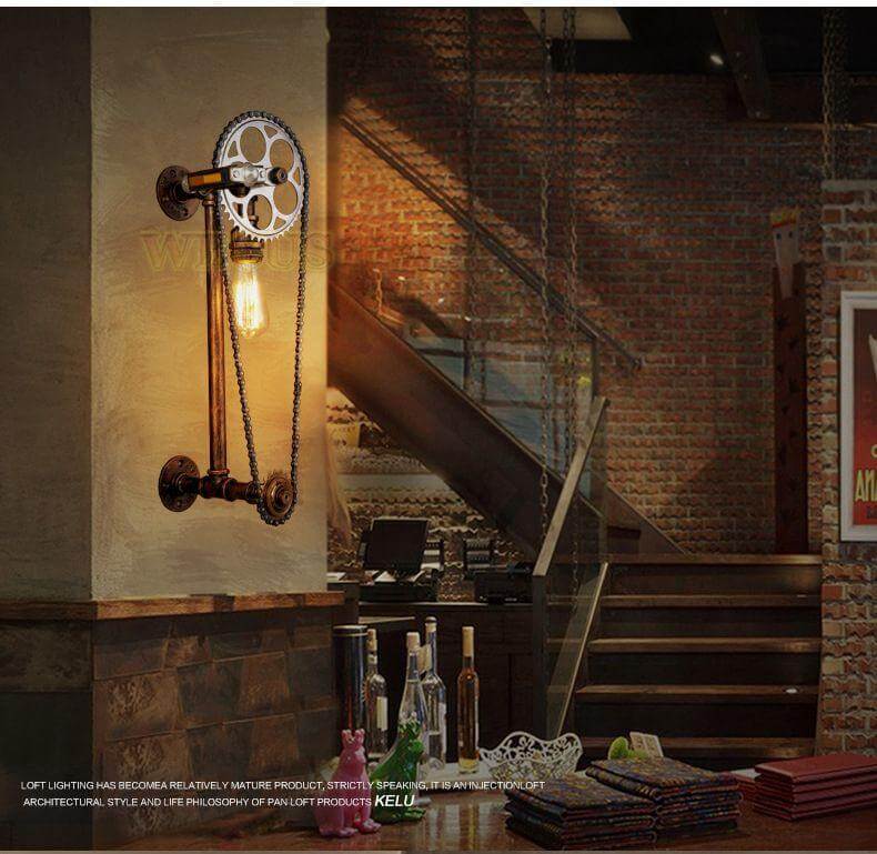 Vintage Loft Bicycle Gear Chain Lamp - MaviGadget
