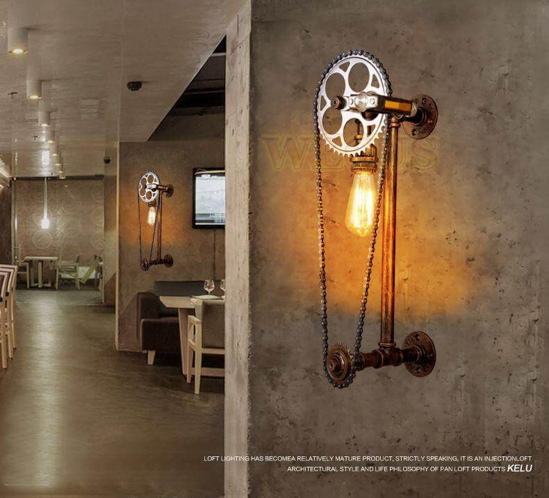 Vintage Loft Bicycle Gear Chain Lamp - MaviGadget