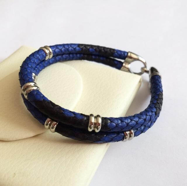 Black Python Skin Leather Bracelets - MaviGadget